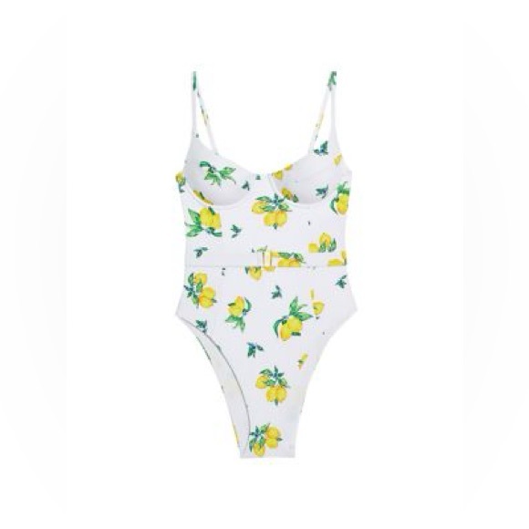 WeWoreWhat Onia Danielle Lemon Print One Piece Belted Swimsuit - Picture 1 of 4